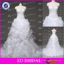 El vestido de bola por encargo del cordón del cordón del amor rizó los vestidos de boda de la falda Alibaba